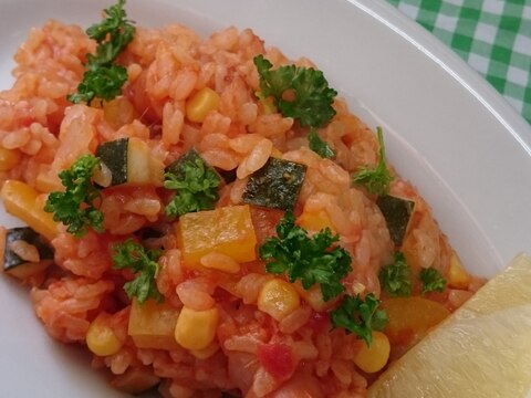 油控えめ!トマトピラフ～炊飯器でお手軽に～